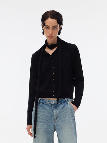 Layered Knit Wool Cardigan