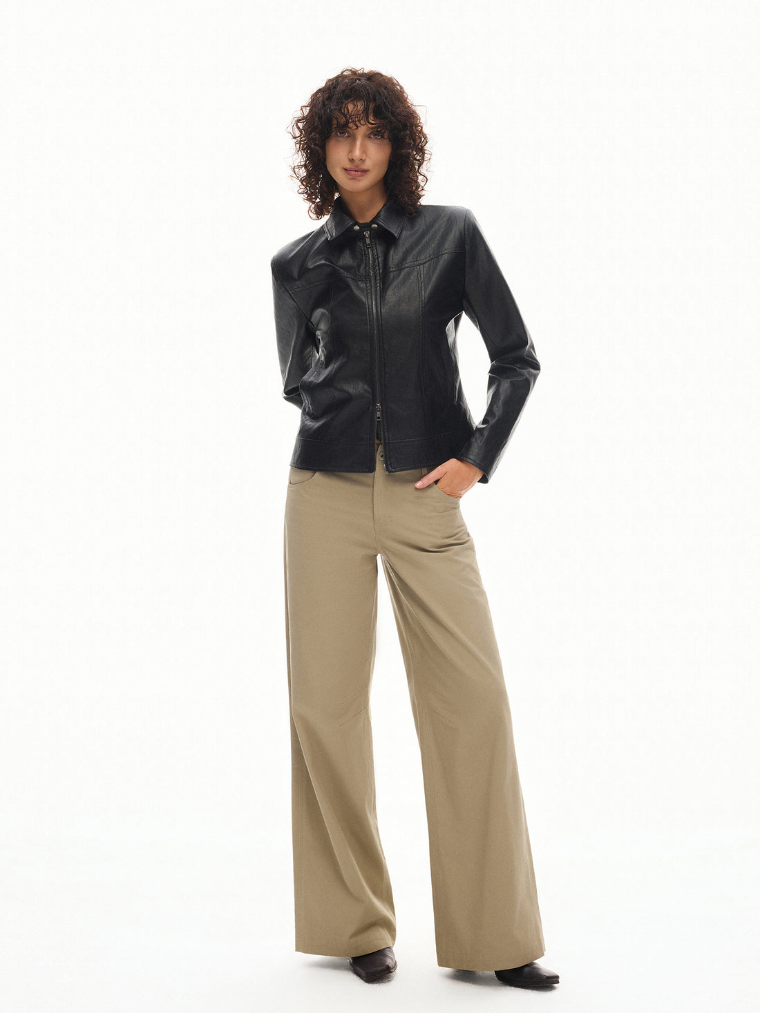 Lapel Leather Jacket