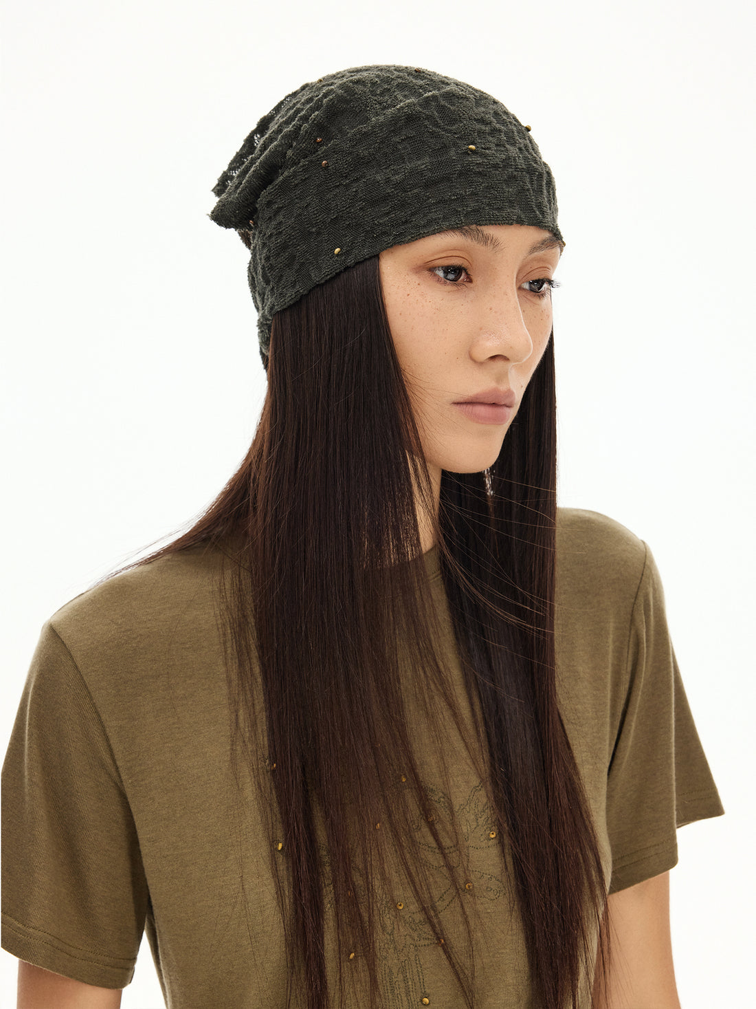 Hand-Studded Knit Bandana