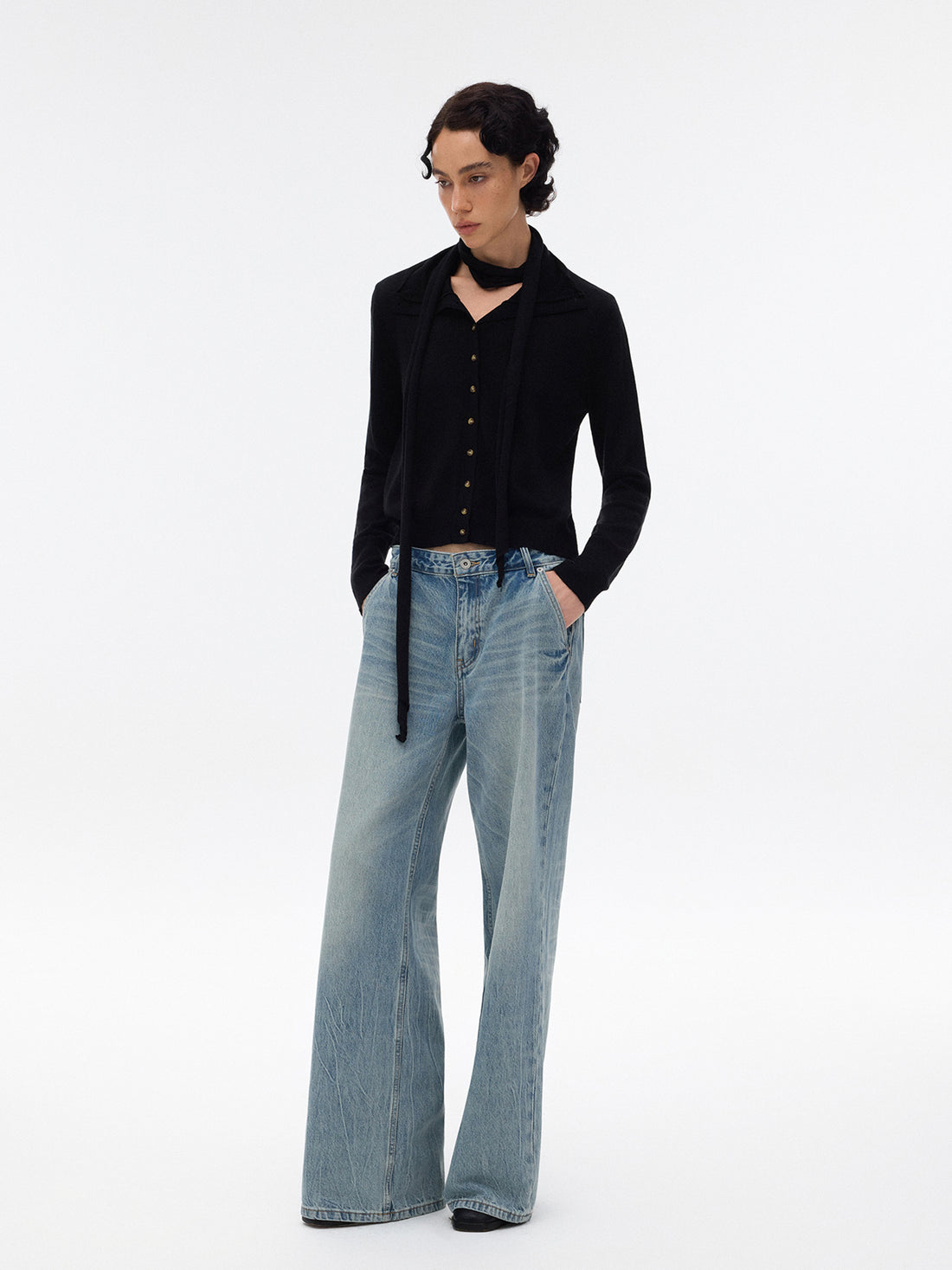 Layered Knit Wool Cardigan